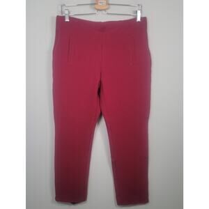 Chicos Juliet Ponte Ankle Pants Womens 1 Elastic Waist Burgundy
